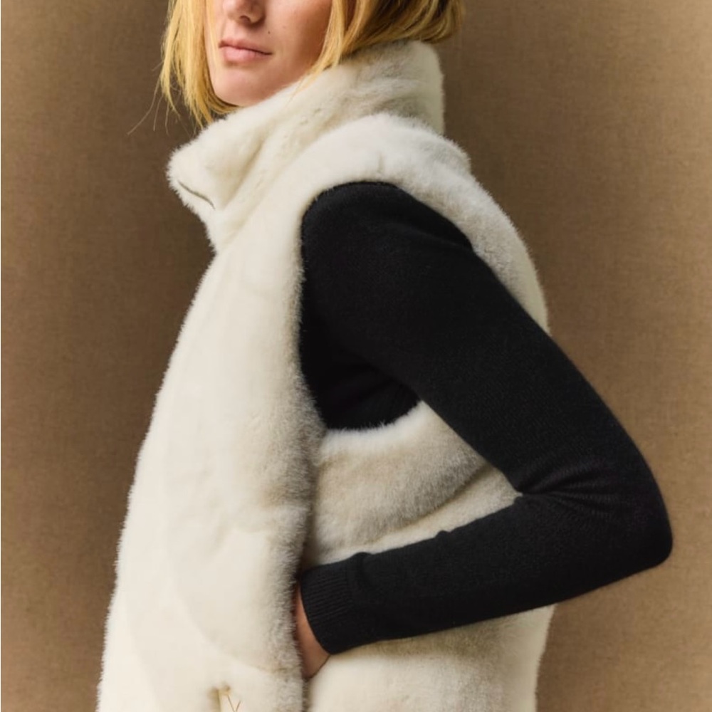 Mackage Cream Faux Fur Vest